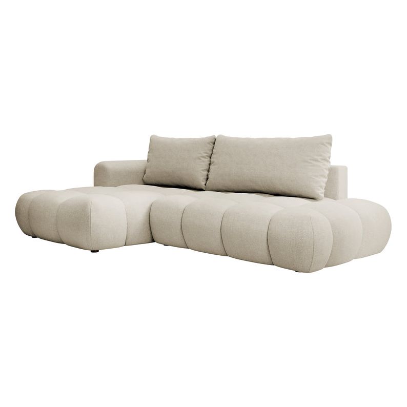 Kampinė sofa lova OMBO, kairė, pilkai smėlinis