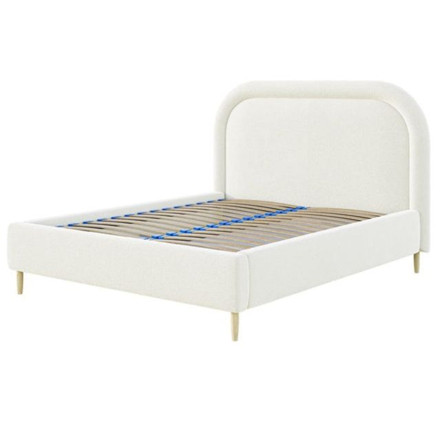 Minkšta lova JOANNA, balta spalva, boucle