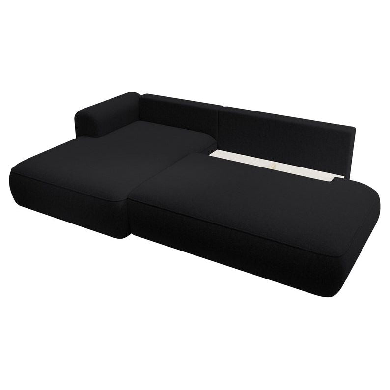 Kampinė sofa lova FOGA, dešinė pusė, juoda spalva