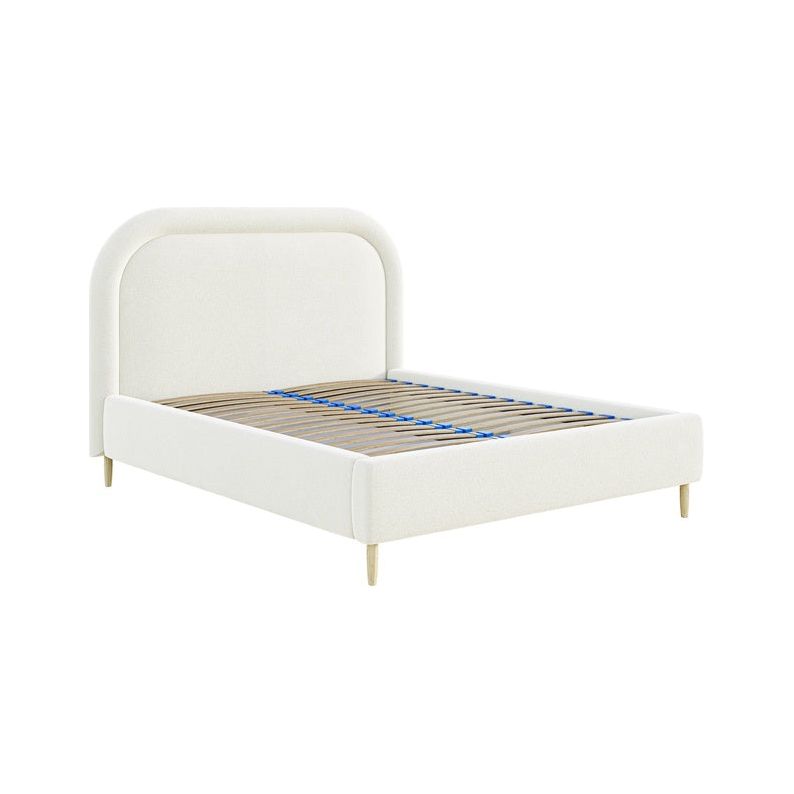 Minkšta lova JOANNA, balta spalva, boucle