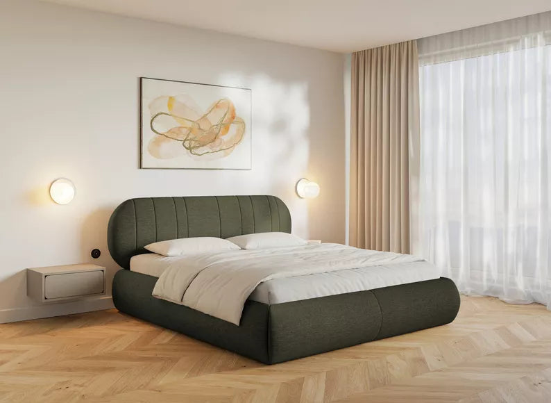 Bedroom bed ASMELO VERITA, olive color