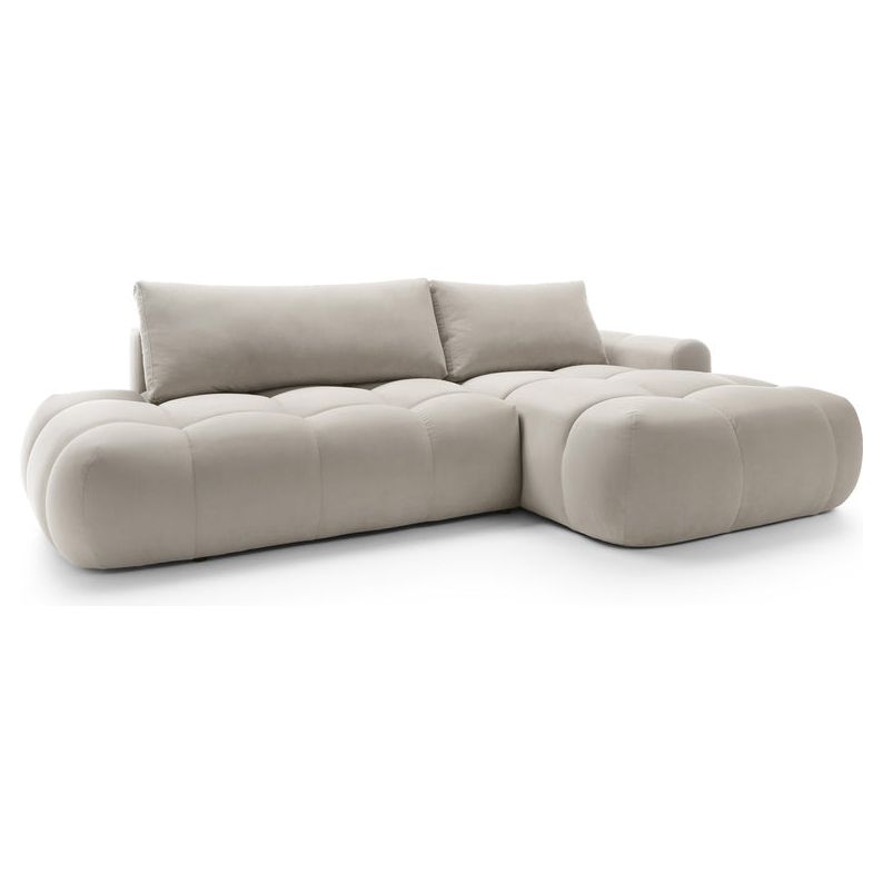 Kampinė sofa lova OMBO, dešinė, pilkai smėlio aksomas