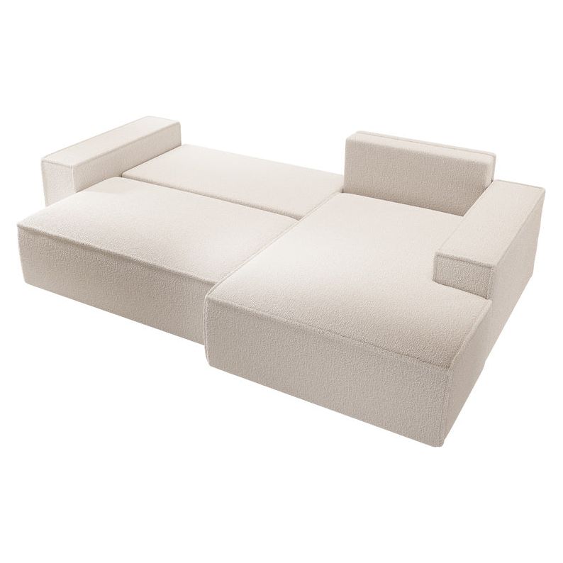 Kampinė sofa FARESE, dešinė pusė, smėlio spalvos, su miegamąja funkcija, boucle audinys