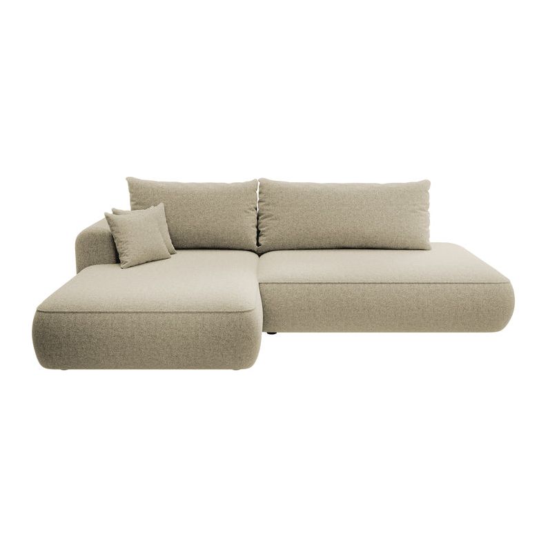 Kampinė sofa FOGA, kairė pusė, smėlio spalva, su miegamąja funkcija