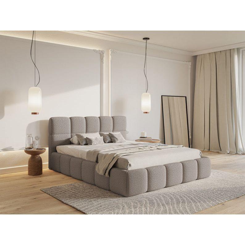 Miegamojo lova SOFTY, šviesiai pilkos spalvos