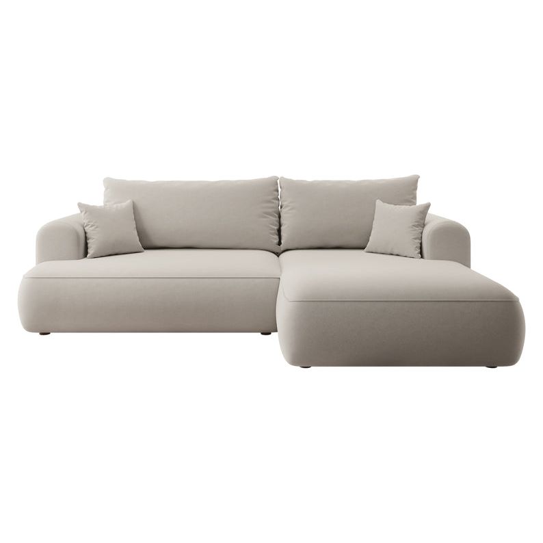 Corner sofa bed OVO, right, cream velvet