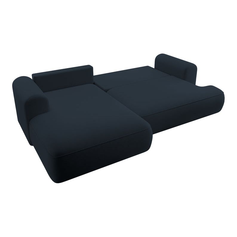Kampinė sofa lova OVO, kairė, mėlynas aksomas