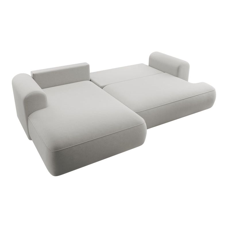 Kampinė sofa lova OVO, kairė, pilkas aksomas