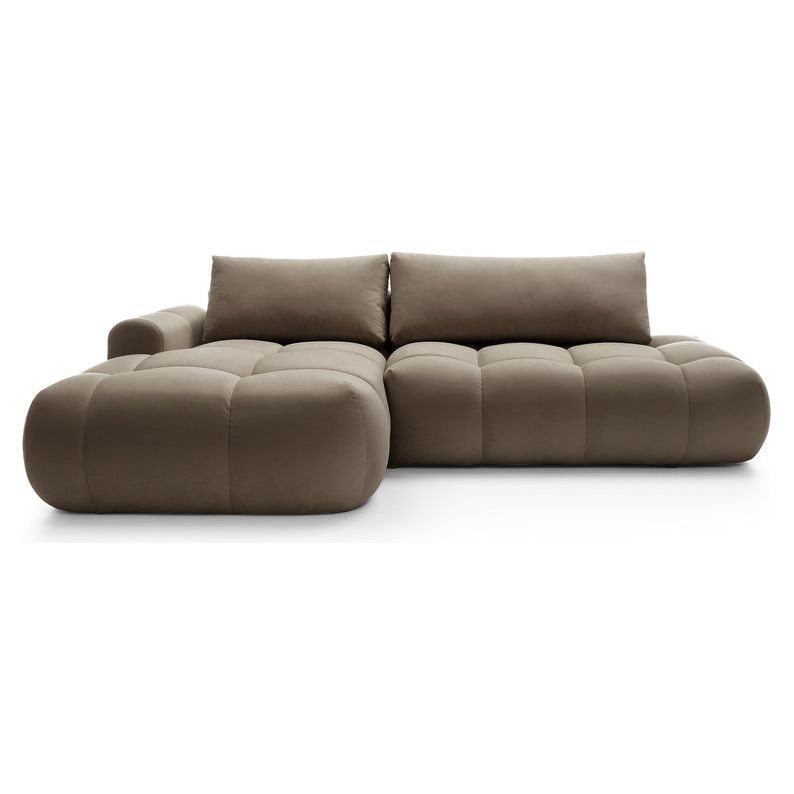 Kampinė sofa lova OMBO, kairė, rudas aksomas