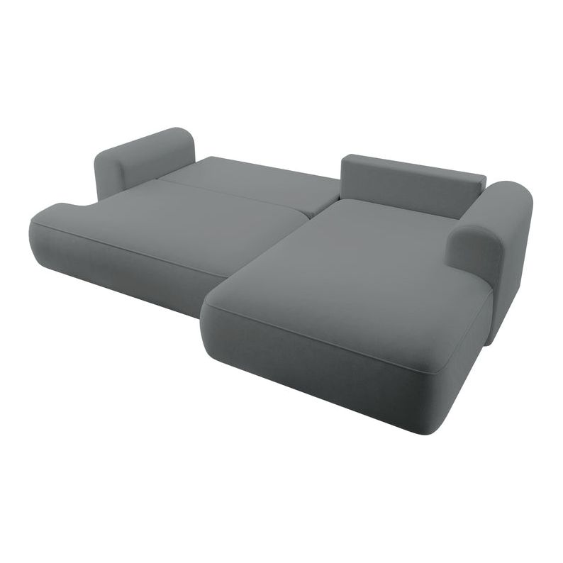 Kampinė sofa lova OVO, dešinė, tamsiai pilkas aksomas