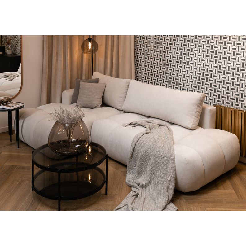 Kampinė sofa lova OMBO, kairė, natūrali