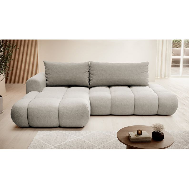 Kampinė sofa lova OMBO, kairė, šviesiai pilka