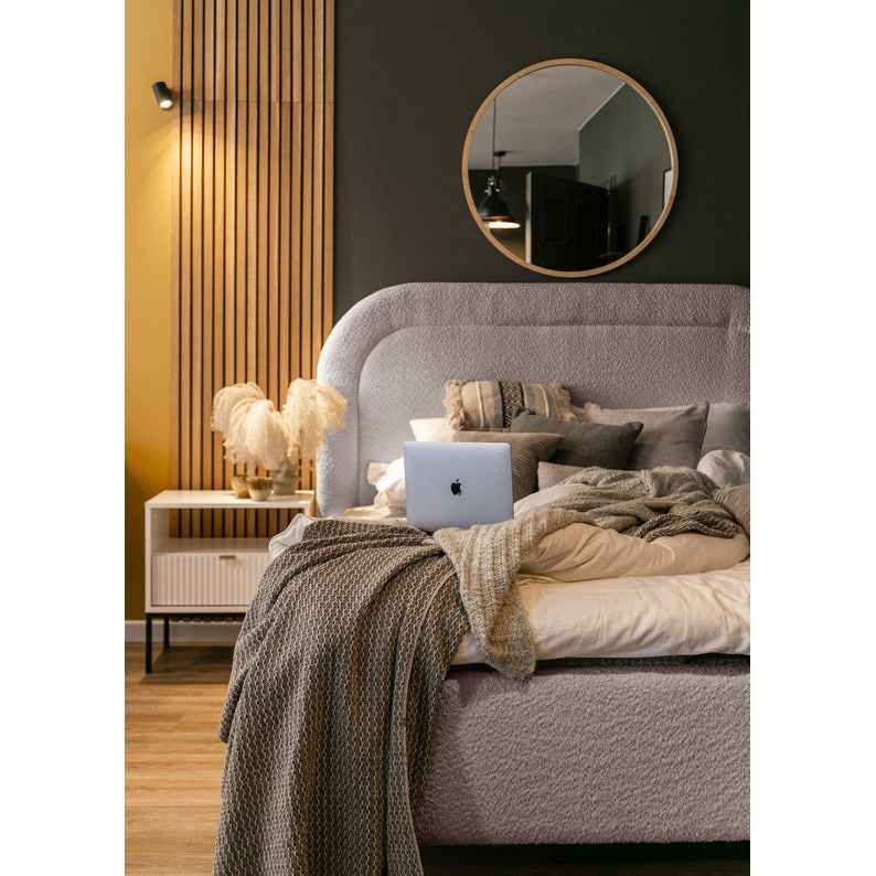 Minkšta lova  JOANNA , rausva spalva, boucle