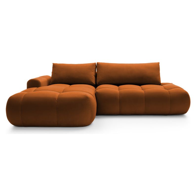 Kampinė sofa lova OMBO, kairė pusė, vario aksomas