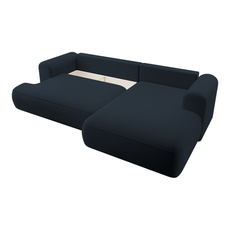 Kampinė sofa lova OVO, dešinė, mėlynas aksomas