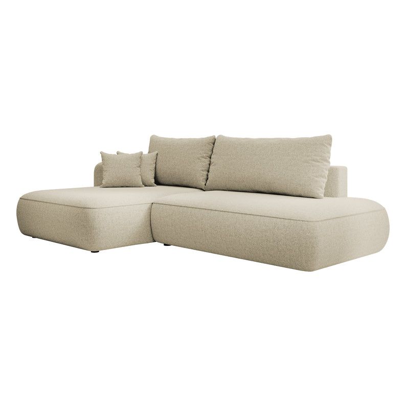 Kampinė sofa lova  FOGA, kairė pusė, smėlio spalva