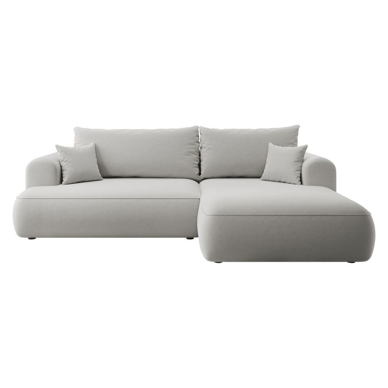 Kampinė sofa lova OVO, dešinė,pilkas aksomas