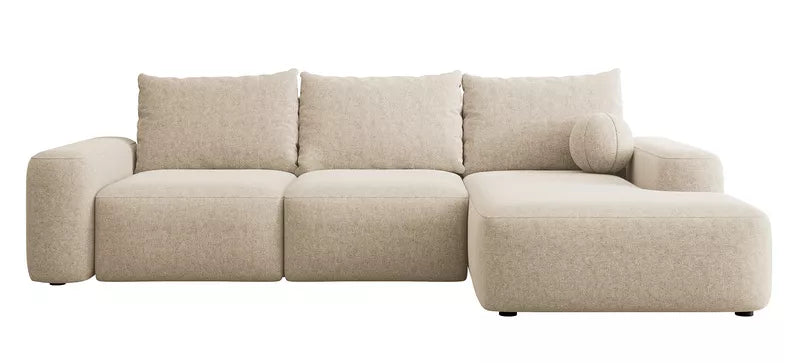 Kampinė sofa CARNOS, bežinės spalvos šenilas