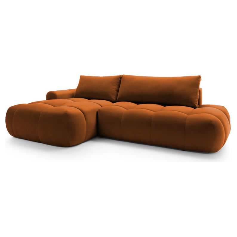 Kampinė sofa lova OMBO, kairė pusė, vario aksomas