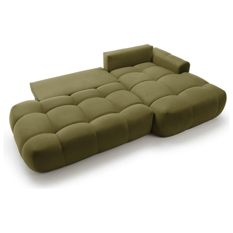 Kampinė sofa lova OMBO, dešinė, žalias aksomas