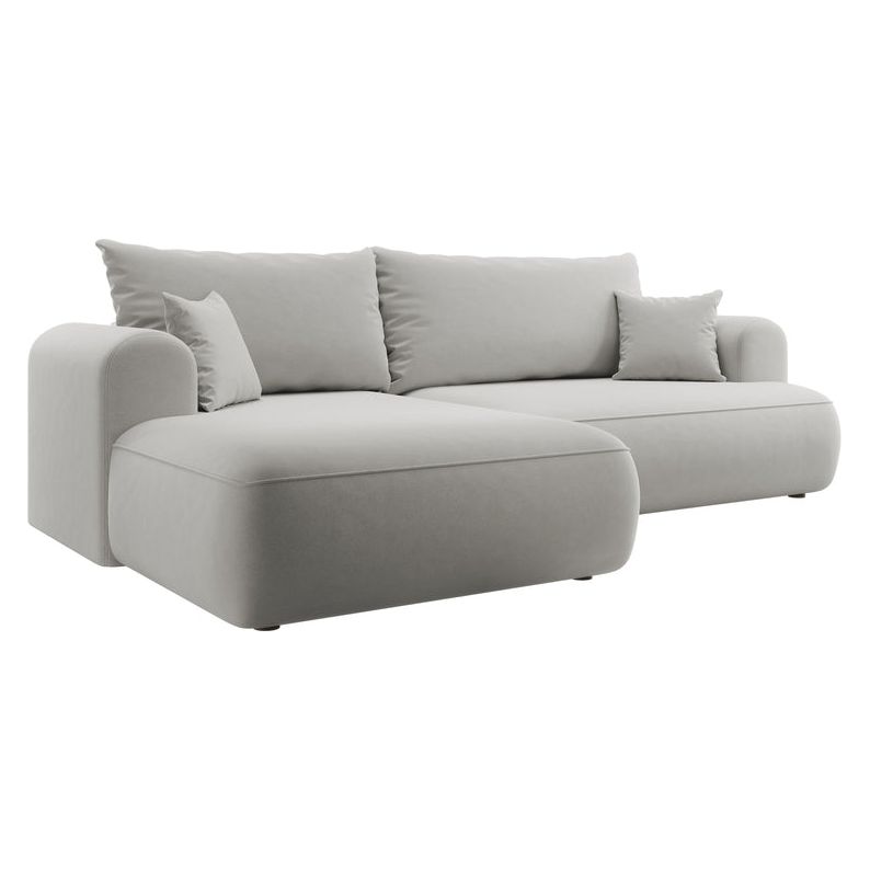 Kampinė sofa lova OVO, kairė, pilkas aksomas