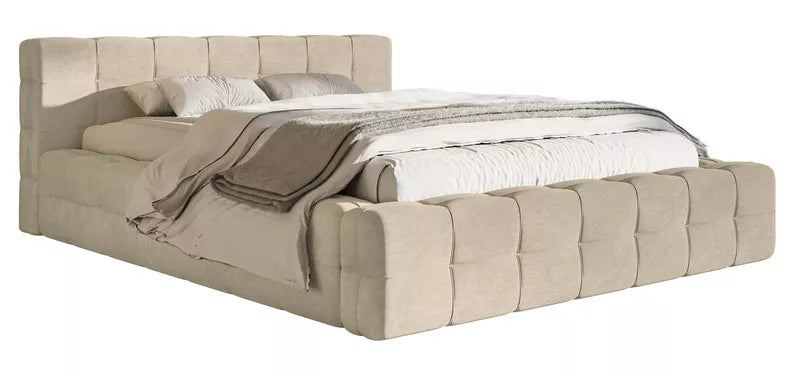 Bed JULIETTE, sand, with bedding storage