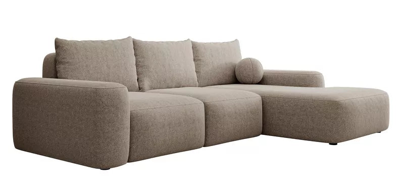 Kampinė sofa CARNOS, šviesiai rudos spalvos šenilas