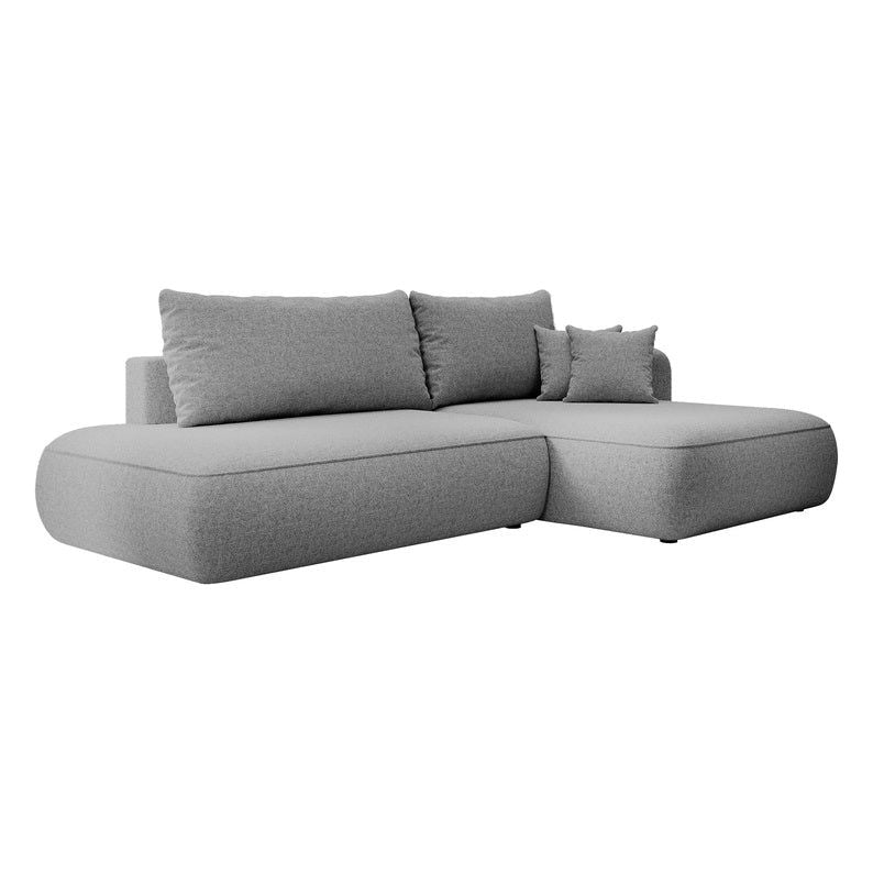 Kampinė sofa FOGA, dešinė pusė, pilka spalva, su miegamąja funkcija