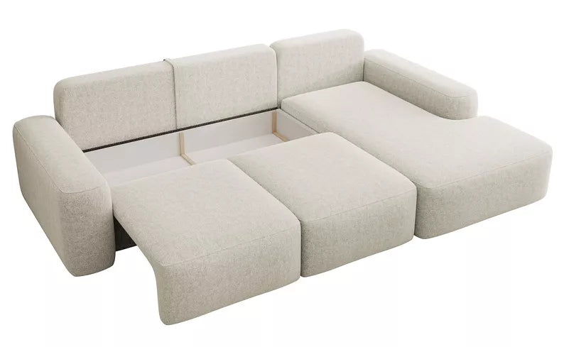 Kampinė sofa CARNOS, kreminės spalvos šenilas