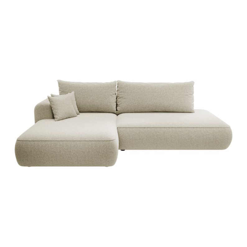 Kampinė sofa lova  FOGA, kairė pusė, šviesi smėlio spalva