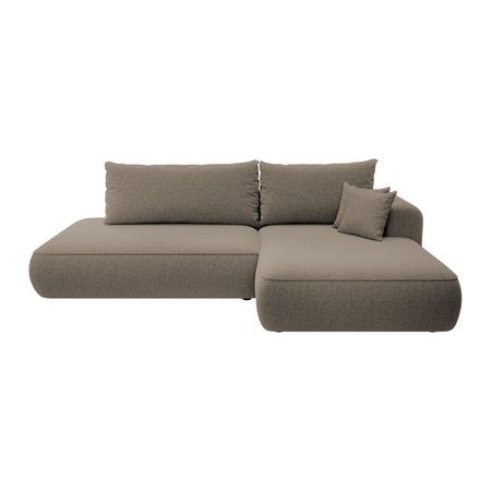 Kampinė sofa lova  FOGA, dešinė pusė, ruda spalva