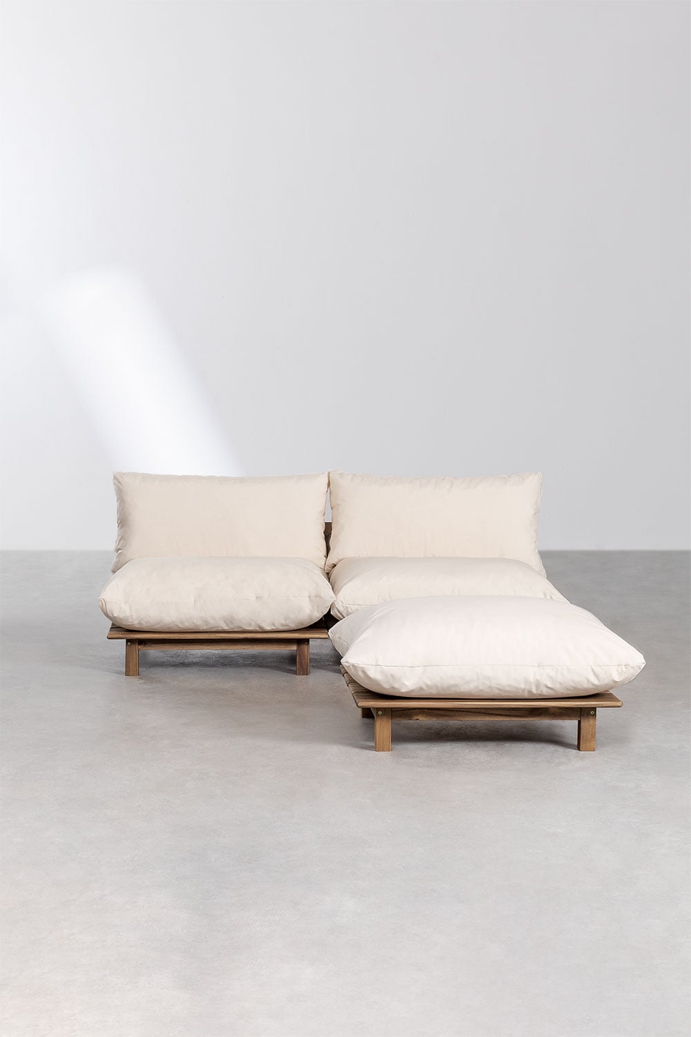 Lauko modulinė sofa ALBA su pufu, pilka