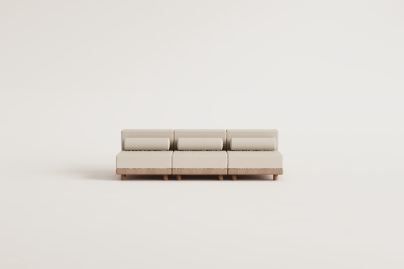 Three-seater modular sofa KORKO, acacia