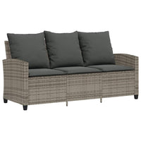Trivietė sodo sofa su pagalvėlėmis ir staliuku, pilkos spalvos - Namų Idėja