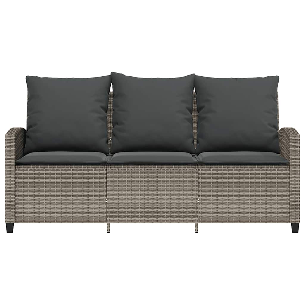Trivietė sodo sofa su pagalvėlėmis ir staliuku, pilkos spalvos - Namų Idėja