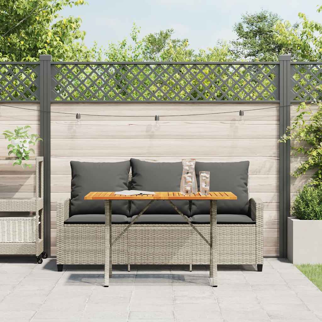 Trivietė sodo sofa su pagalvėlėmis ir staliuku, šviesiai pilka - Namų Idėja