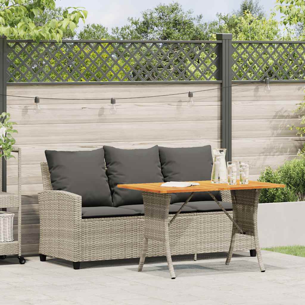 Trivietė sodo sofa su pagalvėlėmis ir staliuku, šviesiai pilka - Namų Idėja