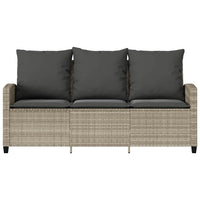 Trivietė sodo sofa su pagalvėlėmis ir staliuku, šviesiai pilka - Namų Idėja