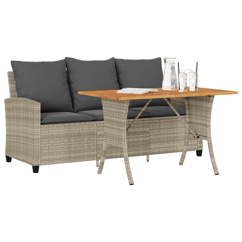 Trivietė sodo sofa su pagalvėlėmis ir staliuku, šviesiai pilka - Namų Idėja