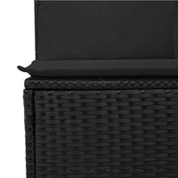 Trivietė sodo sofa su pagalvėlėmis, juodos spalvos, poliratanas - Namų Idėja