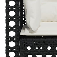 Trivietė sodo sofa su pagalvėlėmis, juodos spalvos, poliratanas - Namų Idėja