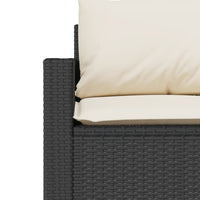Trivietė sodo sofa su pagalvėlėmis, juodos spalvos, poliratanas - Namų Idėja