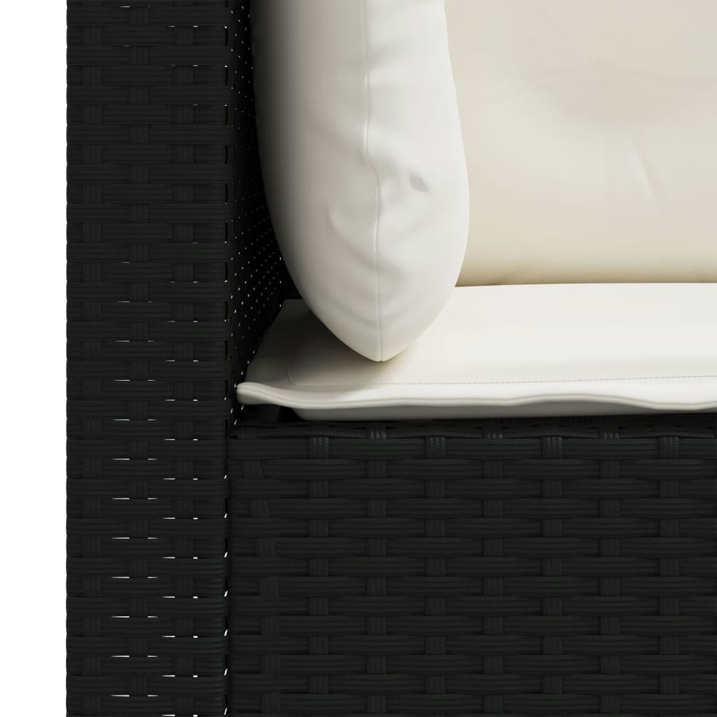 Trivietė sodo sofa su pagalvėlėmis, juodos spalvos, poliratanas - Namų Idėja