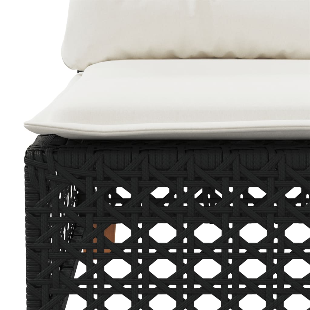 Trivietė sodo sofa su pagalvėlėmis, juodos spalvos, poliratanas - Namų Idėja