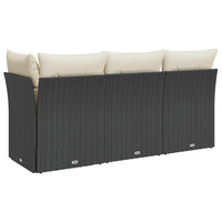Trivietė sodo sofa su pagalvėlėmis, juodos spalvos, poliratanas - Namų Idėja