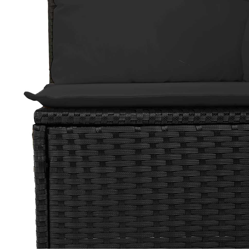 Trivietė sodo sofa su pagalvėlėmis, juodos spalvos, poliratanas - Namų Idėja