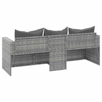 Trivietė sodo sofa su pagalvėlėmis, pilkos spalvos, poliratanas - Namų Idėja