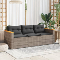 Trivietė sodo sofa su pagalvėlėmis, pilkos spalvos, poliratanas - Namų Idėja