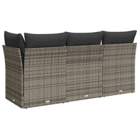 Trivietė sodo sofa su pagalvėlėmis, pilkos spalvos, poliratanas - Namų Idėja