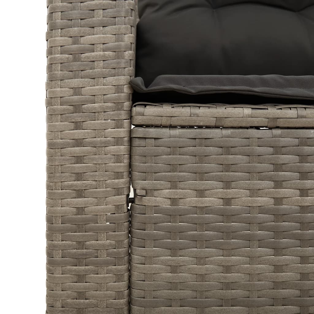 Trivietė sodo sofa su pagalvėlėmis, pilkos spalvos, poliratanas - Namų Idėja